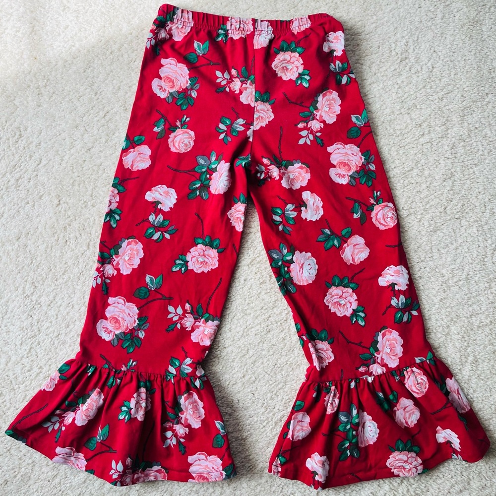 Matilda Jane Red, pink, rose, floral, big ruffle pants - Picture 2 of 4